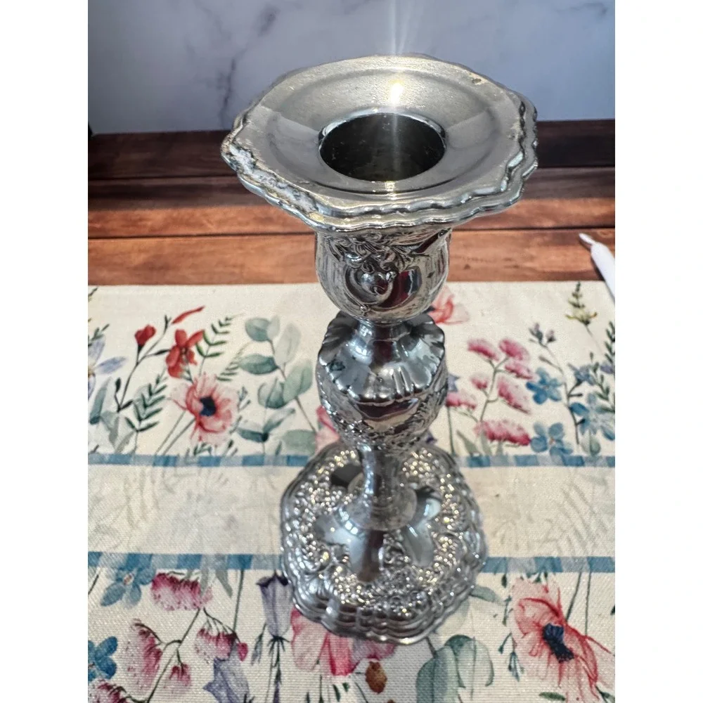 Vintage Cut Glass Bowl Silverplated Rim,  candlestick‎ curated grouping